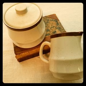 Vintage Stoneware Japan creamer & sugar bowl